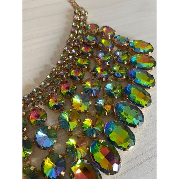 Rainbow/Mermaid Vintage Choker Necklace With Earrings - Picture 3 of 12